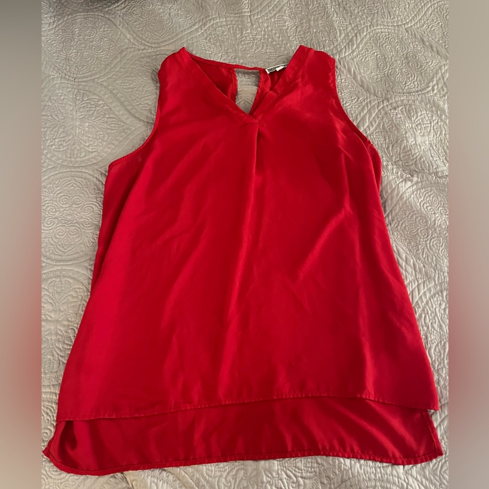 Pleione Vibrant Red Sleeveless Blouse